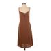 See You Monday Casual Dress - Slip dress: Brown Solid Dresses - Women's Size Small