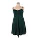 Shein Casual Dress - Slip dress: Green Solid Dresses - Women's Size 0X
