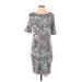 Croft & Barrow Casual Dress - Sheath: Gray Acid Wash Print Dresses - Women's Size Small