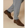 Jones Bootmaker Mens Suede Double Monk Strap Shoes - 8 - Brown Suede, Brown Suede