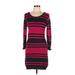 French Connection Casual Dress - Sweater Dress: Burgundy Stripes Dresses - Women's Size 10