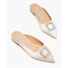 Kate Spade Shoes | Kate Spade | New White Buckle Up Flats In Ivory Bridal Size 6b Slide Mules | Color: Silver/White | Size: 6