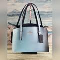 Coach Bags | Coach Charlie Carryall 28 Pebbled Leather Ombre Crossbody Tote | Color: Blue/Gray | Size: 11" (L) X 7 1/4" (H) X 4 1/2" (W)
