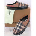 Burberry Shoes | $620 Burberry Northaven Brown Quilted Check Black Leather Logo Slippers 44 Us 11 | Color: Black/Brown | Size: 44eu