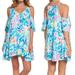 Lilly Pulitzer Dresses | Lilly Pulitzer Dress Bellamie Cold Shoulder Flounce Ruffle Womens Size Small | Color: Blue/Pink | Size: S
