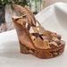 Gucci Shoes | Gucci Snakeskin Leather Platform Slingback Wedges | Color: Brown/Tan | Size: 38.5 | 7.5