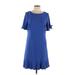 Talbots Casual Dress - DropWaist: Blue Solid Dresses - Women's Size 12 Petite