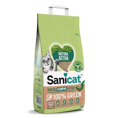 2x2.5kg 100% Green Nature Activa Sanicat Cat Litter