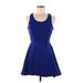 Design Lab Lord & Taylor Casual Dress - Mini: Blue Solid Dresses - Women's Size Medium