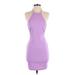 Blue Blush Casual Dress - Mini: Purple Solid Dresses - Women's Size Small