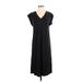 Double Zero Casual Dress - Midi: Black Solid Dresses - Women's Size Small