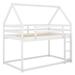 Modern Wood Bunk Beds Twin Size, Twin over Twin House Bed with Built-in Ladder, Montessori Floor Bunk Bed Frame with Guardrail