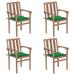 vidaXL Stackable Patio Chairs with Cushions 4 pcs Solid Teak Wood