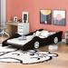 Twin Size Race Car-Shaped Platform Bed with Wheels - Eye-Catching Design, Sturdy Construction, Blue/Red/Black