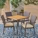 Foundry Select Square 4 - Person 32" Long Outdoor Dining Set w/ Cushion Wood/Wicker/Rattan in Black/Brown/White | 29 H x 32.5 W x 32.5 D in | Wayfair