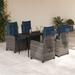 vidaXL 5 Piece Patio Dining Set with Cushions Gray Poly Rattan - 55.1" x 27.6" x 29.1"