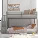 Twin Size Floor Bunk Bed w/Stairs, Twin Over Twin Wood Bunkbeds Frame