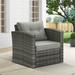 Comfortable Light Gray Single Sofa Chair Rattan Patio Outdoor Leisure