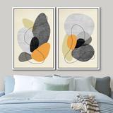 wall26 Black, Gray & Paint Blot Collage Abstract Shapes Modern Chic Nordic Colorful 2 Pieces 36.0 H x 24.0 W x 1.5 D in whiteCanvas | Wayfair