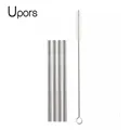 UPORS 4pcs 130*6mm Kids Metal Straw Set Drinking Straw 304 Stainless Steel Reusable Straw with Brush