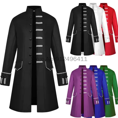 Erwachsene Männer mittelalter liche Jacken einfarbige Mode Steampunk Vintage Renaissance Männer Cosplay Uniform Larp Wikinger Kostüm Männer Tops Image