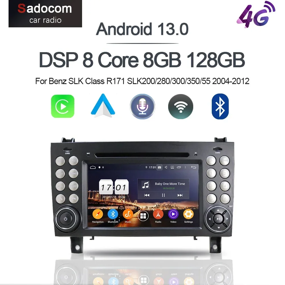 Android 13.0 Autoradio 8 GB RAM 256G 8Core Auto-DVD-Player für Benz SLK-Klasse R171 SLK200/280/300/350/55 2004-2012 RADIO PX6 2 DIN Image