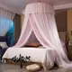 1 Set Princess Bed Curtain Double Layer Round Dome Ceiling Hanging Soft Sheer Mesh Lace Girl Bedroom