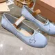 2024 Double Buckle Mary Jane Single Shoe Women's Flat Round Toe Bow Ballet Shoes