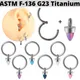 ASTM F136 Titanium Bullet Opal Dangle Hoop Cartilage Earring Drop Opal Lip Ring Flat Ear Tragus Lobe
