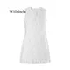 Willshela Women Fashion With Beading White Knitted Slim Fitting Mini Dress Vintage O-Neck Sleeveless