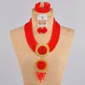 Ensemble de bijoux de perles de mariage africain pour femmes collier nigwin rouge ensemble de