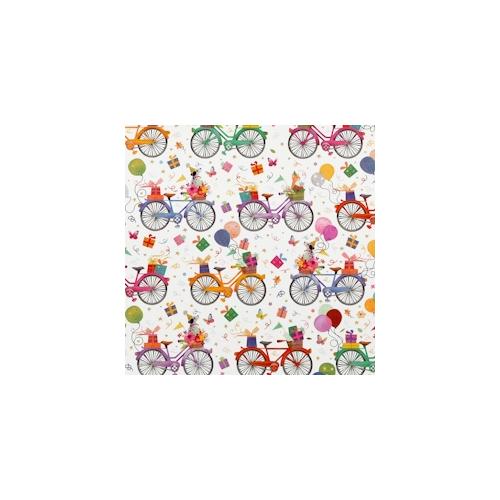 Star Geschenkpapier Fahrrad 70cm x 2m Rolle Geschenkpapierrolle mit Katze Hund im Korb Motiv Geschenk Papier Geburtstag Mädchen Farbiges Packpapier Bunt