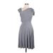 Plenty By Tracy Reese Cocktail Dress - Midi Cowl Neck Short sleeves: Gray Solid Dresses - Women's Size Medium