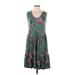 Toad & Co Casual Dress - DropWaist: Teal Floral Motif Dresses - Women's Size X-Small