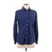 Woolrich Long Sleeve Button Down Shirt: Blue Plaid Tops - Women's Size Medium