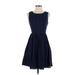 LC Lauren Conrad Casual Dress - Fit & Flare: Blue Jacquard Dresses - Women's Size 2