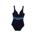 Speedo One Piece Swimsuit: Blue Color Block Swimwear - Women's Size 8