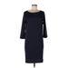 Garnet Hill Casual Dress - Shift: Blue Solid Dresses - Women's Size 10
