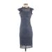 Love, Fire Casual Dress - Sheath: Blue Jacquard Dresses - Women's Size Small