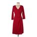 Lands' End Casual Dress - Sheath: Burgundy Solid Dresses - Women's Size 10