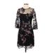 White House Black Market Casual Dress: Black Floral Motif Dresses - Women's Size 4 Petite