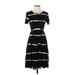DB Moon Casual Dress - Fit & Flare: Black Stripes Dresses - Women's Size X-Small