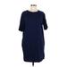 Joe Fresh Casual Dress - Shift: Blue Solid Dresses - Women's Size Medium