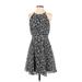 Maison Jules Casual Dress - Fit & Flare: Black Floral Dresses - Women's Size 4