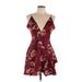 Cotton Candy LA Casual Dress: Burgundy Floral Dresses - New - Women's Size Large