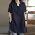 Shirt Blouse Women's White Red Navy Blue Plain Split Long Street Daily Fashion V Neck Regular Fit S