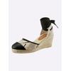 Keilsandalette HEINE, Damen, Gr. 38, beige (beige, schwarz), Textil, Synthetik, modisch, Schuhe