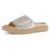 Pantolette GABOR, Damen, Gr. 41, beige (hellbeige), Ziegenveloursleder, unifarben, sportlich, Schuhe, Plateau, Sommerschuh, Schlappen mit großer Zierschnalle, Topseller