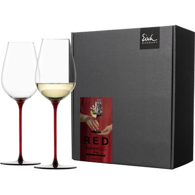 Champagnerglas EISCH GERMANY "RED SENSISPLUS", rot (transparent, rot und schwarz), H:24,2cm Ø:7,9cm, Kristallglas, Trinkgefäße, 400 ml, 2-teilig, Made in Germany Image
