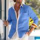 Homme Chemise Chemise Lin Chemise boutonnée Chemisette Chemise d'été Chemise de plage Bleu Roi Bleu Vert manche longue Plein Col Printemps été Casual du quotidien Vêtement Tenue